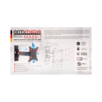 Кронштейн Arm media MARS-1, для ТВ, наклонно-поворотный, 10-32", до 20 кг, 44-192 мм, черный