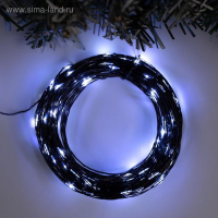 Гирлянда &laquo;Нить&raquo; 20 м роса, IP20, чёрная нить, 200 LED, свечение белое, 12 В