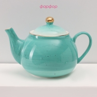 Сервиз фарфоровый чайный Доляна &laquo;Млечный путь&raquo;, 15 предметов: 6 чашек 220 мл, 6 блюдец d=13,5 см, молочник 300 мл, сахарница 350 мл, чайник 1000 мл, цвет бирюзовый