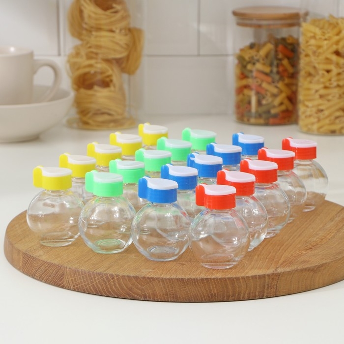 Набор стеклянных солонок Доляна &laquo;Шар&raquo;, 60 мл, 5&times;7 см, 20 предметов, цвет МИКС