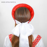 Кокошник &laquo;Красные и синие цветы&raquo;, на красном