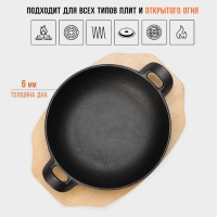 Сковорода чугунная Magma &laquo;Янсан&raquo;, 21,5&times;16,5&times;4,4 см, индукция, цвет чёрный