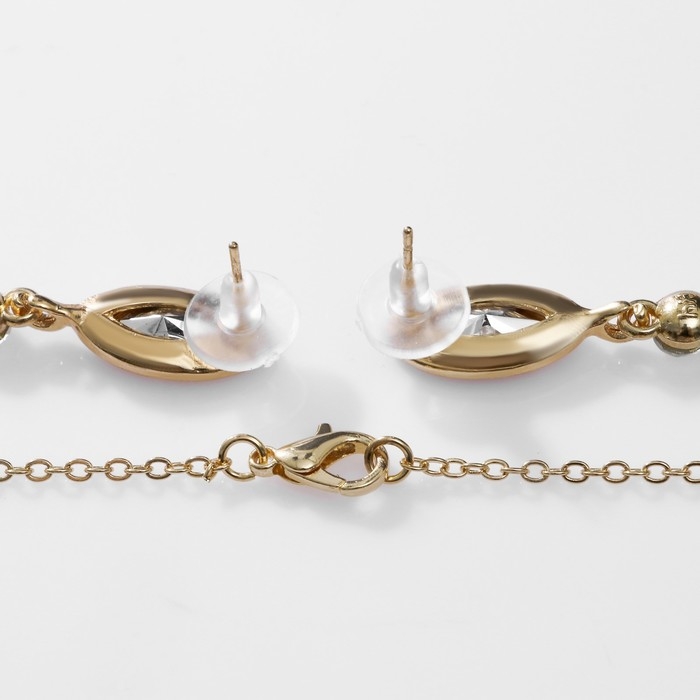 Гарнитур 2 предмета: серьги, кулон &laquo;Калейдоскоп&raquo;, цвет красно-белый в золоте, 48 см