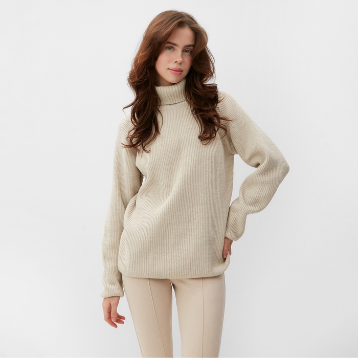 Джемпер женский MINAKU: Casual Collection цвет бежевый, размер 52 Джемпер женский MINAKU: Casual Collection цвет бежевый, размер 52