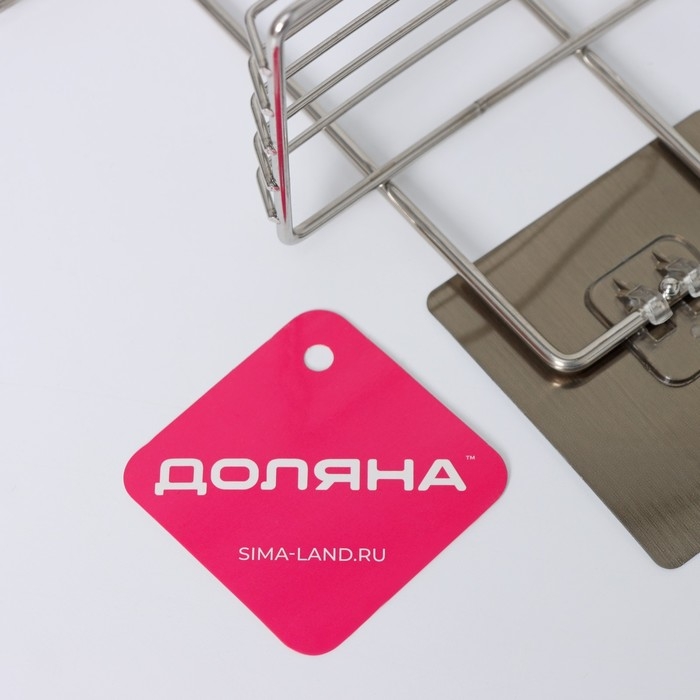 Мыльница 2-х ярусная на липучке Доляна, 2 крючка, 14,5×10×21 см, цвет хром Мыльница 2-х ярусная на липучке Доляна, 2 крючка, 14,5×10×21 см, цвет хром