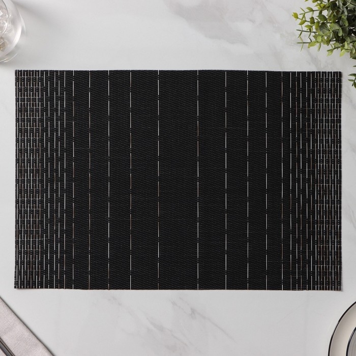 Салфетки сервировочные на стол Доляна &laquo;Инь&raquo;, 4 шт, 30&times;45 см, цвет чёрный