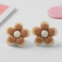 Клипсы детские &laquo;Выбражулька&raquo; цветок в кружочек, цвет бежево-коричневый