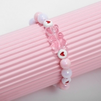 Браслет детский &laquo;Выбражулька&raquo; мишка в сердечках, цвет бело-розовый