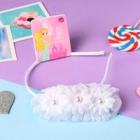 Ободок для волос "Школьница" тройной цветок, 1 см, белый Ободок для волос "Школьница" тройной цветок, 1 см, белый