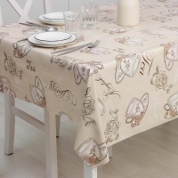 Клеёнка на стол Доляна &laquo;Чай&raquo;, на тканевой основе, рулон 20 метров, ширина 137 см, общая толщина 0,22 мм, цвет бежевый