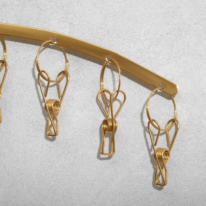Вешалка для аксессуаров 8 прищепок, 34×21 см, цвет золото Вешалка для аксессуаров 8 прищепок, 34×21 см, цвет золото