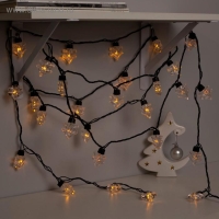 Гирлянда &laquo;Нить&raquo; 5 м с насадками &laquo;Ёлка&raquo;, IP44, тёмная нить, 40 LED, свечение жёлтое, 8 режимов, 220 В