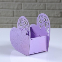 Кашпо деревянное "Сердце ажурное", сиреневый, 18×8.6×14 см Кашпо деревянное "Сердце ажурное", сиреневый, 18×8.6×14 см