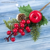 Декор "Зимние грезы" калина красная яблоко шишка, 25 см
