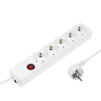 Сетевой фильтр Luazon Lighting, 5 розеток, 3 м, 3500 Вт, 3х1 мм2, 16 A, 220 В, c предохранителем, белый