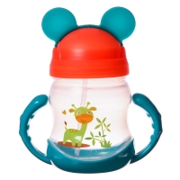 Поильник детский с силиконовой трубочкой, 250 мл., с ручками, цвет МИКС Поильник детский с силиконовой трубочкой, 250 мл., с ручками, цвет МИКС