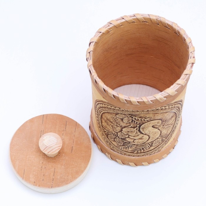 Туес &laquo;Белки&raquo;, 8&times;8&times;14 см, береста