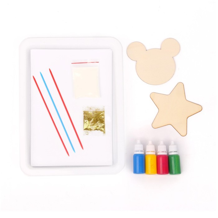 Рисуем в технике Эбру &laquo;Кошечка&raquo;, 10 листов бумаги, 2 трафарета, загуститель