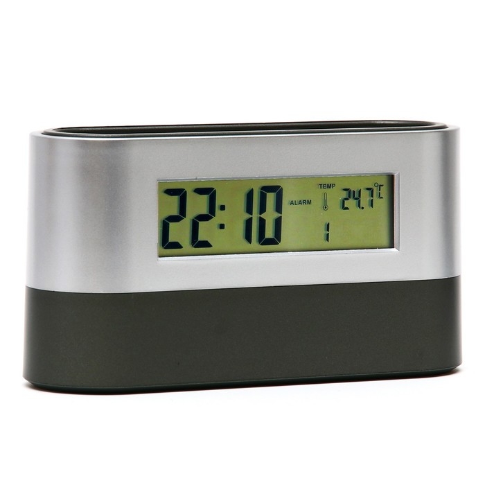 Часы настольные - органайзер для канцелярии: будильник, термометр, календарь, 15.1 х 4.7 см