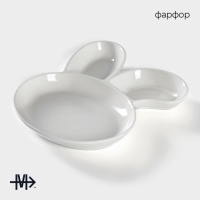 Блюдо фарфоровое для подачи Magistro &laquo;Ушастый зай&raquo; с двумя соусниками, 27&times;22,5 см, цвет белый