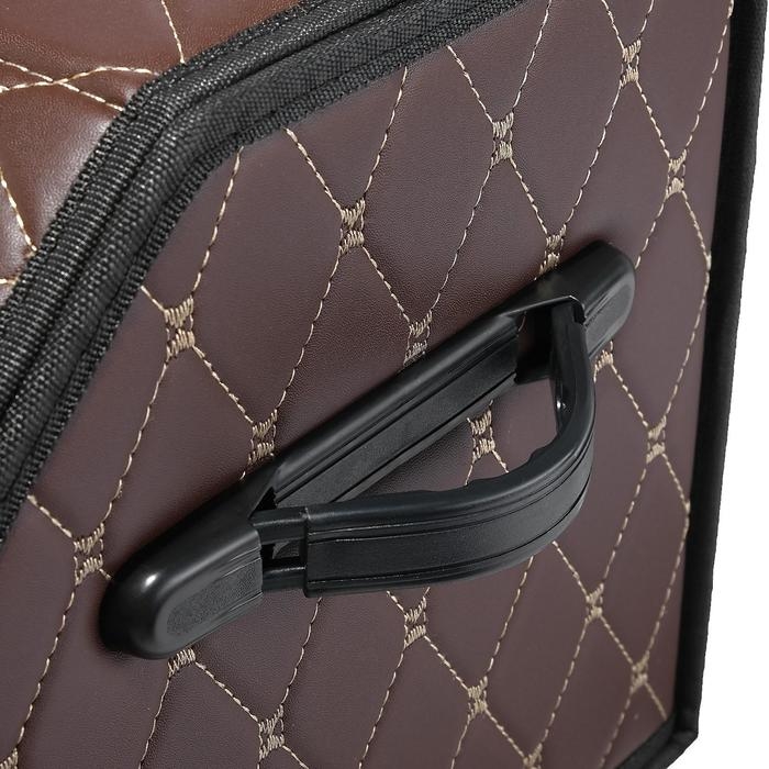 Органайзер кофр в багажник автомобиля HT-098, саквояж 68&times;32&times;30 см, коричневый, экокожа