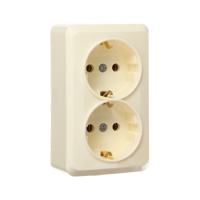 Розетка двухместная Luazon Lighting "Лига", 16 А, накладная, с з/к, бежевая Розетка двухместная Luazon Lighting "Лига", 16 А, накладная, с з/к, бежевая
