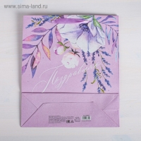 Пакет подарочный крафтовый вертикальный, упаковка, &laquo;Поздравляю&raquo;, MS 18 х 23 х 10 см