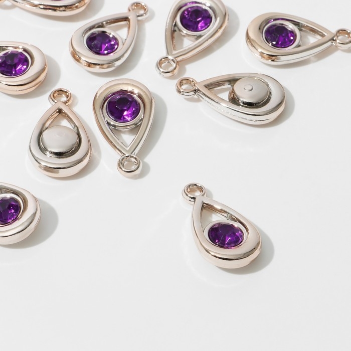 Подвеска &laquo;Капля&raquo; 3&times;1,7&times;0,7 см, (набор 10 шт.), цвет фиолетовый в золоте