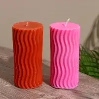 Свеча "Волны" 6х6х12 см, соевый воск МИКС