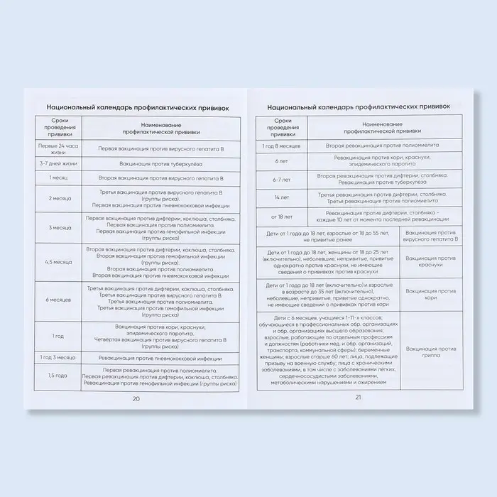 Сертификат о профилактических прививках А6, классика, 24 страницы