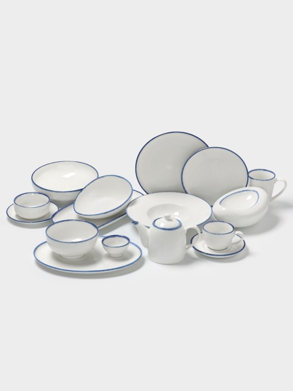 Глубокая тарелка Blue Lagoon Magistro 22.5 см, белая, синий