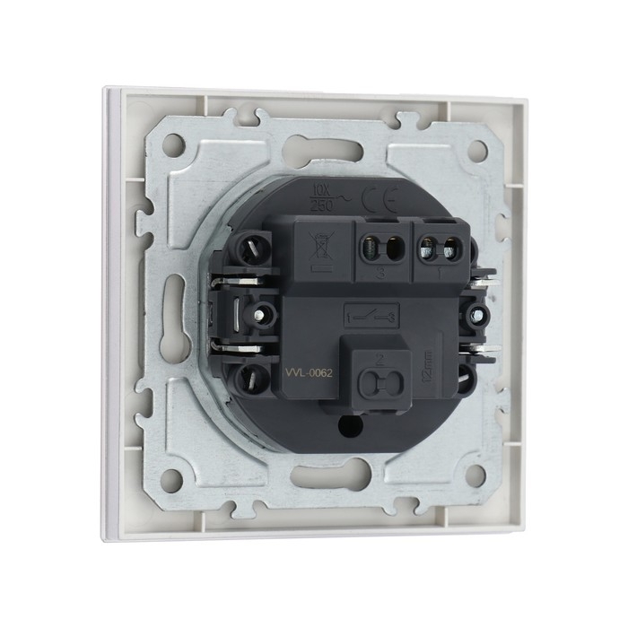 Выключатель TOT Matte Glass, 10 А, 1 кл., скрытый, стекло, серебристый Выключатель TOT Matte Glass, 10 А, 1 кл., скрытый, стекло, серебристый