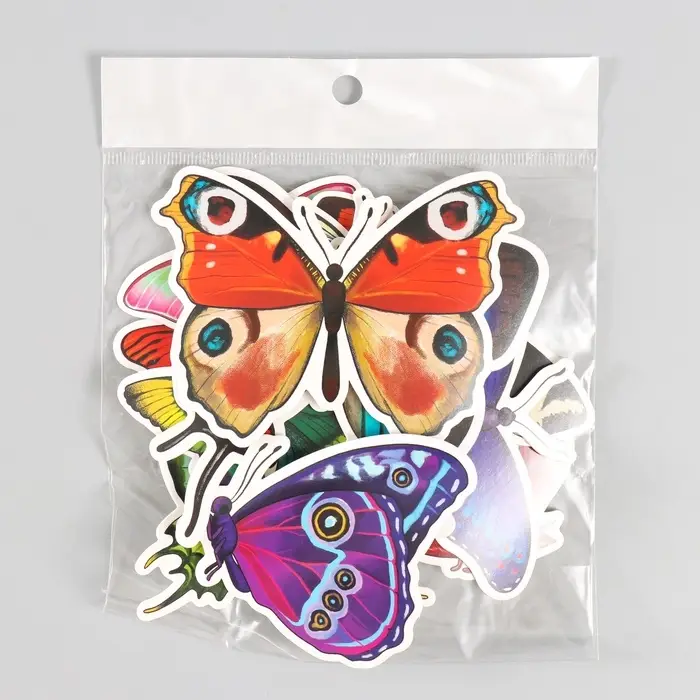 Бабочки картон "Натуральные" набор 12 шт h=4-10 см