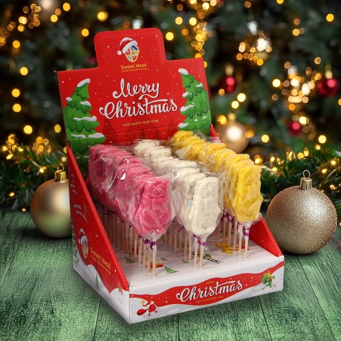 Новый год. Карамель леденцовая фигурная Sweet Ness "Белый мишка", 30 г