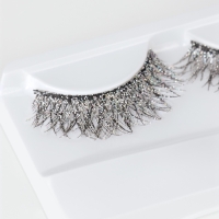 Ресницы накладные блестящие серебряные пластик к/короб QF