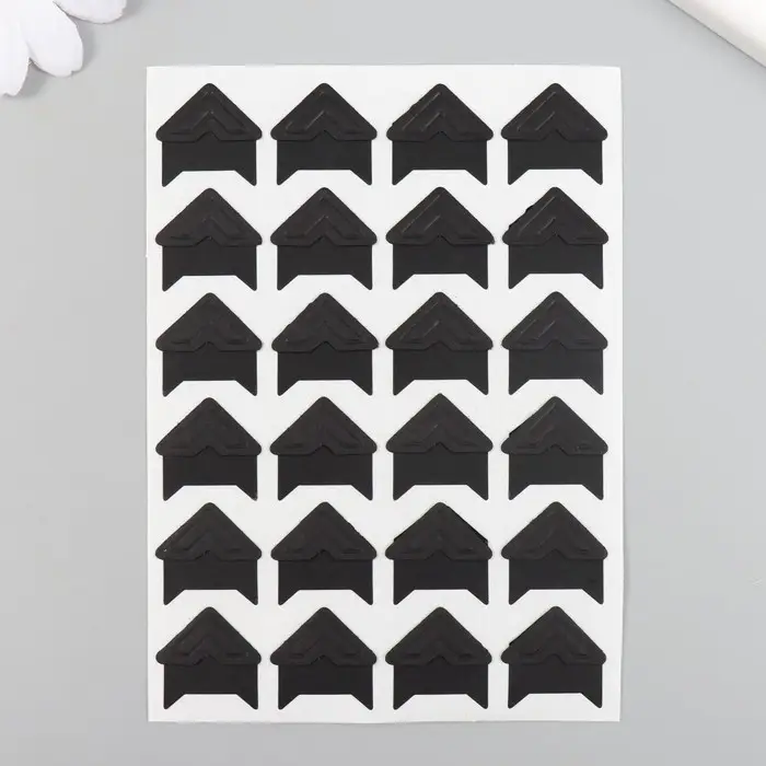 Набор уголков с кармашком для фотографий 24 уголка "Стиль" чёрный 12,5х9 см