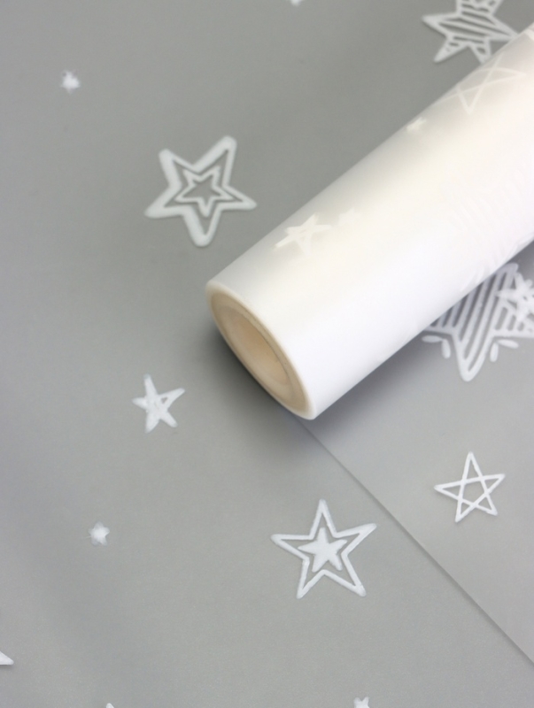 Пленка для цветов матовая, "Звездочки", белый, 0,6х9м &plusmn;5%