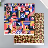 Бумага для скрапбукинга двусторонняя "Color geometry" плотность 180 гр 30,5х32 см
