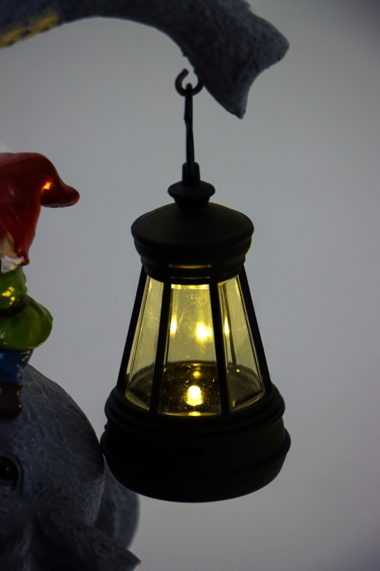 Садовая фигура с подсветкой "Слоник с гномами" 12х10х27см