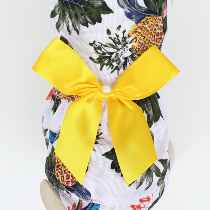 Платье для животных Тропики, S (ДС 25, ОГ 35 см), белое