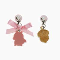 Серьги-клипсы детские "Выбражулька" белочка с бантом, жёлудь с жемчужиной, цветные Серьги-клипсы детские "Выбражулька" белочка с бантом, жёлудь с жемчужиной, цветные