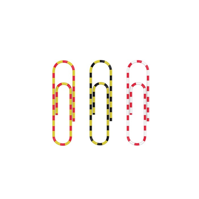 Скрепки канцелярские 28 мм, цветные, 200 штук Erich Krause "Зебра", с виниловым покрытием, пластиковый бокс