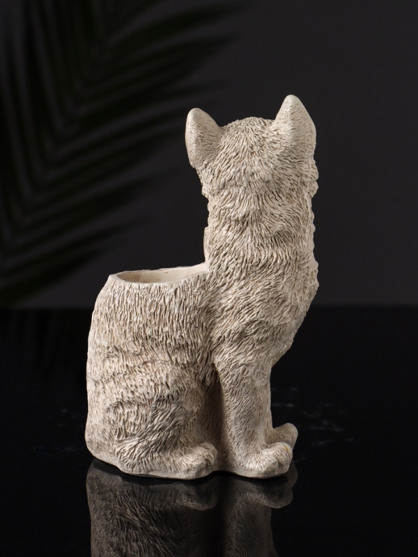 Подставка для мелочей "Кот с бантом" 14х9х7 см, бежевый