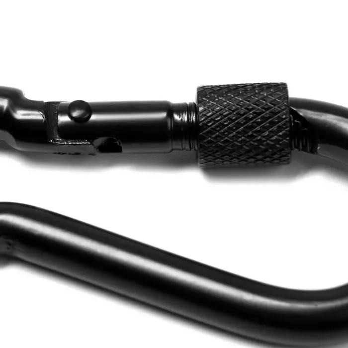 Карабин монтажный с фиксатором ТУНДРА krep, DIN5299D, 7&times;70 мм, черный, 1 шт.