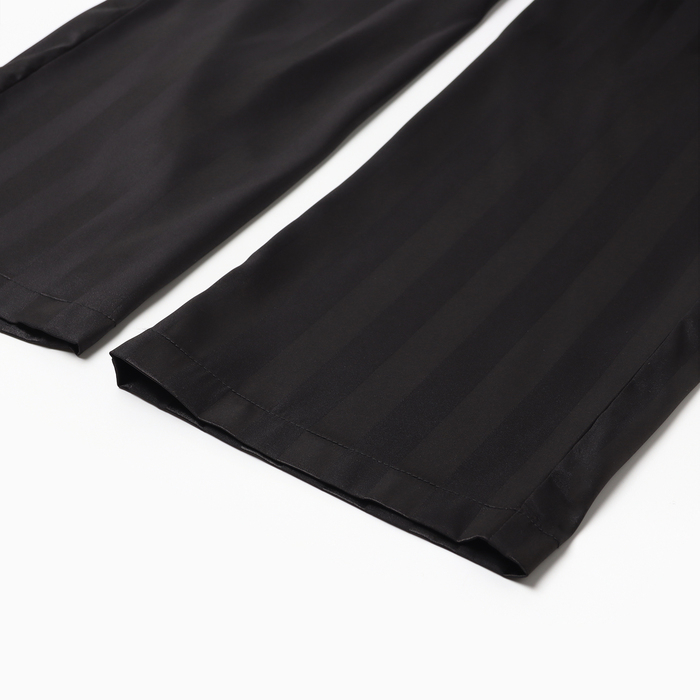 Пижама женская (рубашка, брюки) KAFTAN "Полоска", черный, размер 48-50