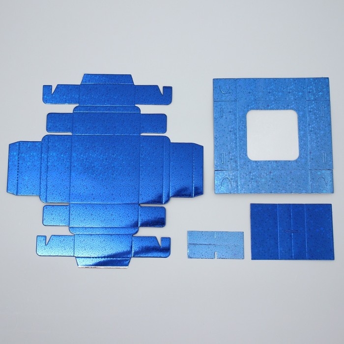 Коробка для конфет, кондитерская упаковка, 4 ячейки, &laquo;Синие звёздочки&raquo;, 10.5 х 10.5 х 3.5 см