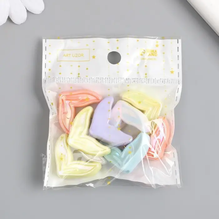 Бусина для творчества пластик "Рыбий хвост. Перламутровый глянец" МИКС 0,8х2х2,9 см