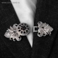 Зажим для кардигана &laquo;Восток&raquo;, цвет чёрный в чернёном серебре