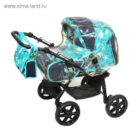 Коляска-трансформер «Гном», пластиковые колёса, оттенки бирюзового, рисунок МИКС Коляска-трансформер «Гном», пластиковые колёса, оттенки бирюзового, рисунок МИКС