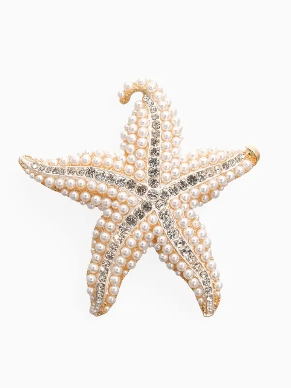Брошь "Морская звезда", цвет белый в золоте